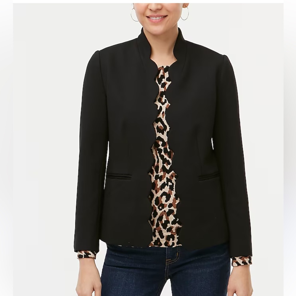 J. Crew Black Scalloped Ponte Blazer Size 2